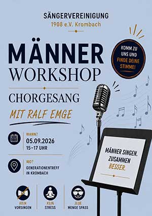 Am 05.09.2026 findet um15 Uhr ein Workshop für Männer statt